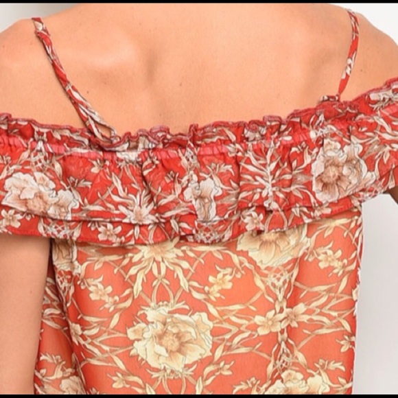 SOLD 👗Super cute floral rust dress👗 - Picture 5 of 6